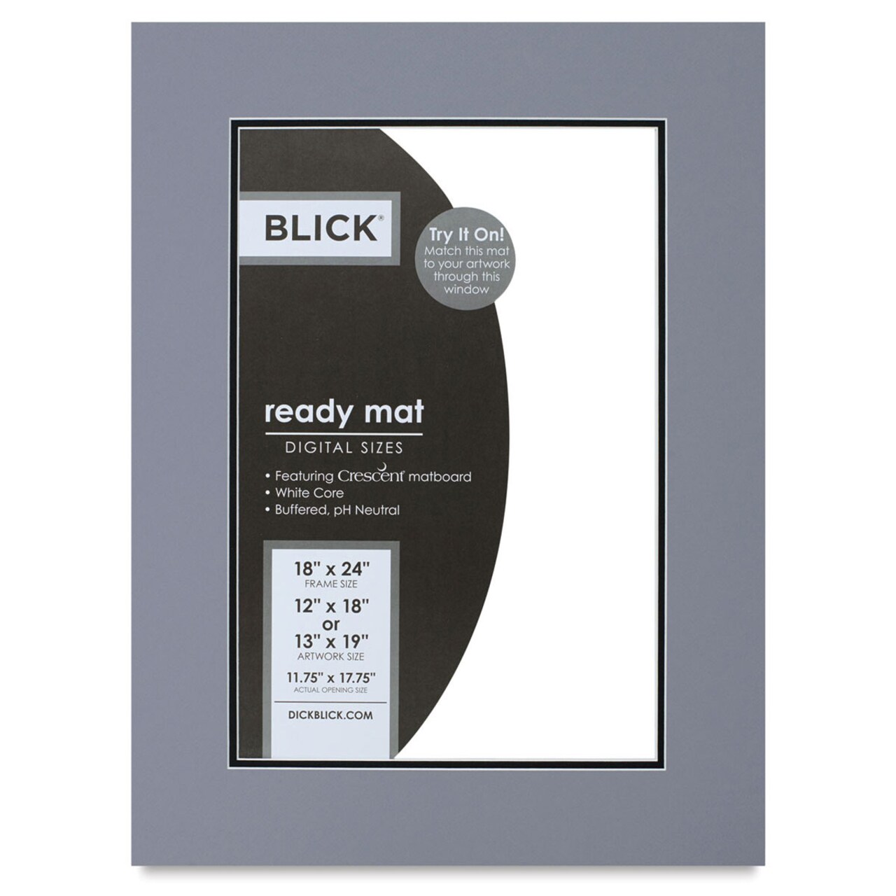 Blick Double Mat - Bar Harbor Gray/Smooth Black, 18" x 24" (11-3/4" x 17-3/4" opening)